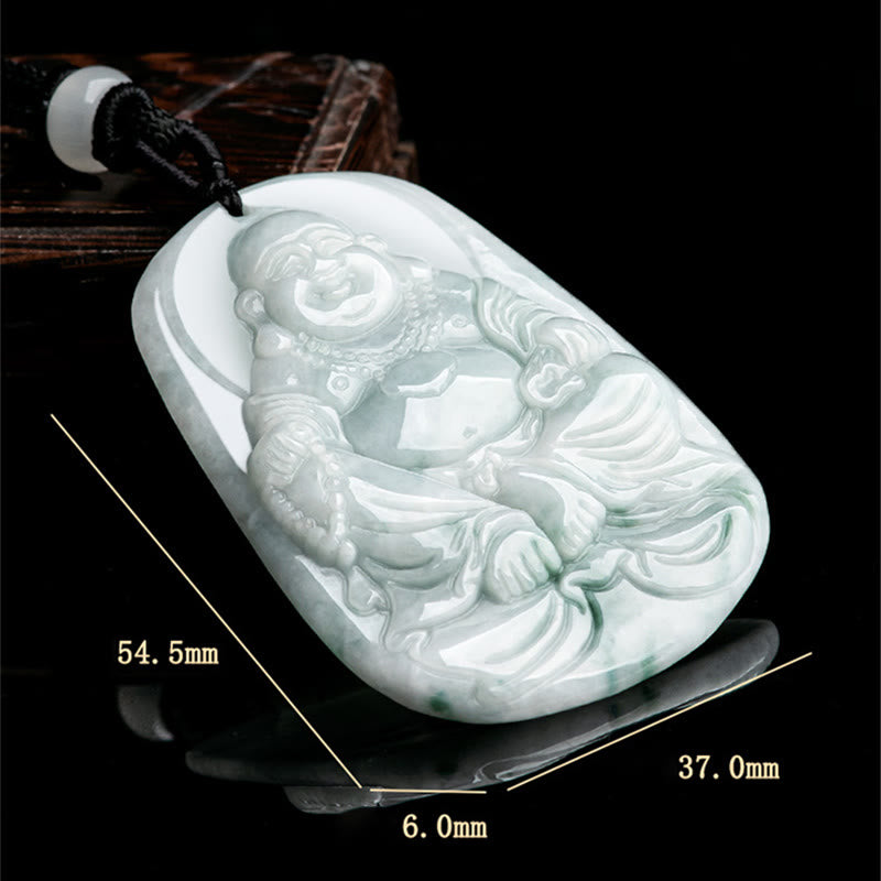 KarmaRipple's Authentic Jade Laughing Buddha Maitreya Buddha Fortune String Pendant Necklace p11