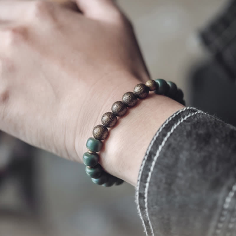 KarmaRipple's Tibetan Cyan Bodhi Seed Bronze Success Bracelet p2