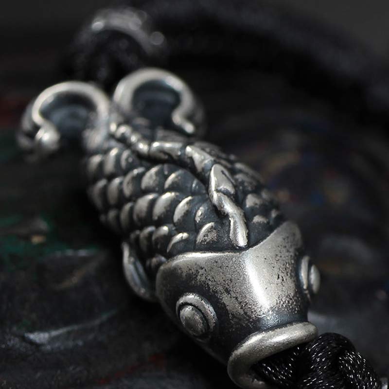 KarmaRipple's Silver Fortune Koi Fish Woven String Bracelet p5