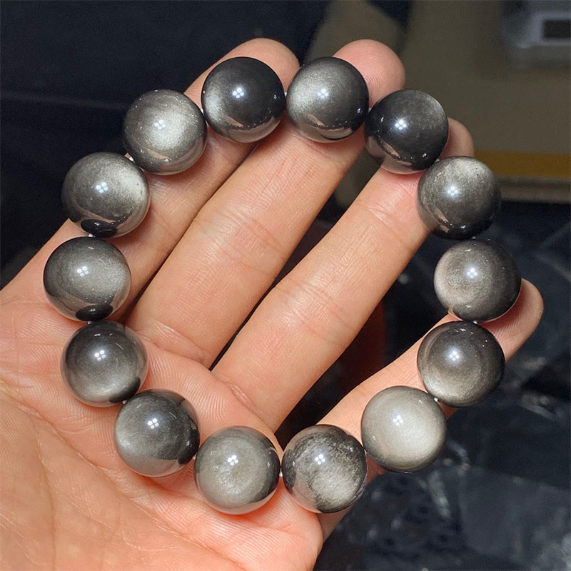 KarmaRipple's Authentic Silver Sheen Obsidian Soothing Protection Bracelet p23