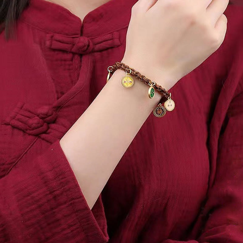 KarmaRipple's Tibetan Five God Of Wealth Thangka Fortune Braid String Bracelet p2