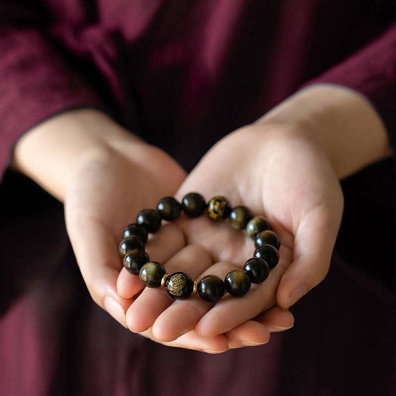 KarmaRipple's Chinese Zodiac Natal Buddha Gold Sheen Obsidian Wealth Protection Bracelet p19