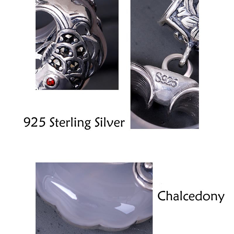 KarmaRipple's 925 Sterling Silver Authentic Chalcedony Lock of Good Wishes Koi Fish Fortune Pendant Necklace p6