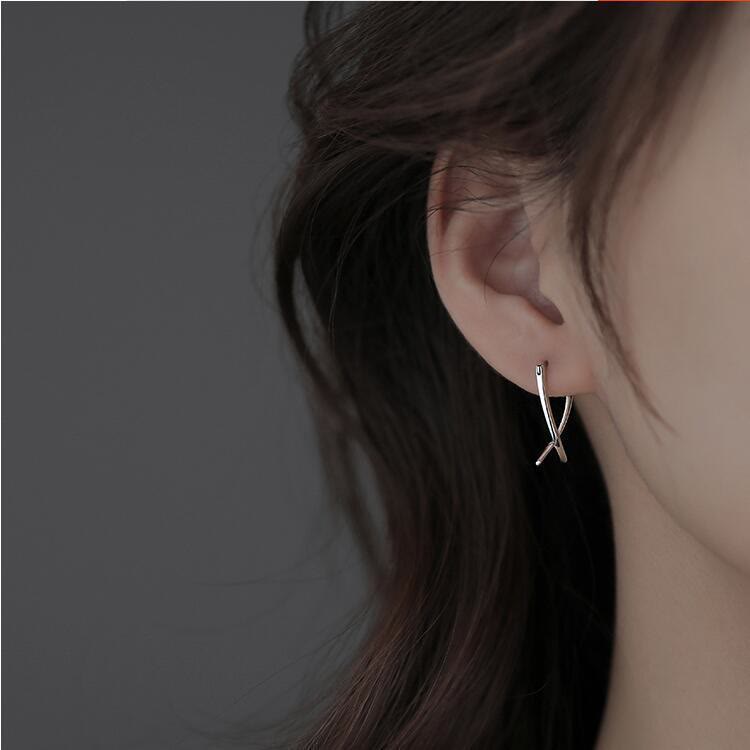 KarmaRipple's Geometric Cross Design Fortune Hoop Earrings p5
