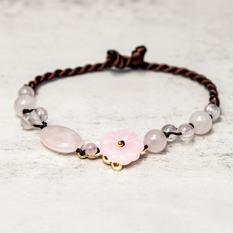 KarmaRipple's The Flower of Love Pink Gemstone Soothing Anklet p5