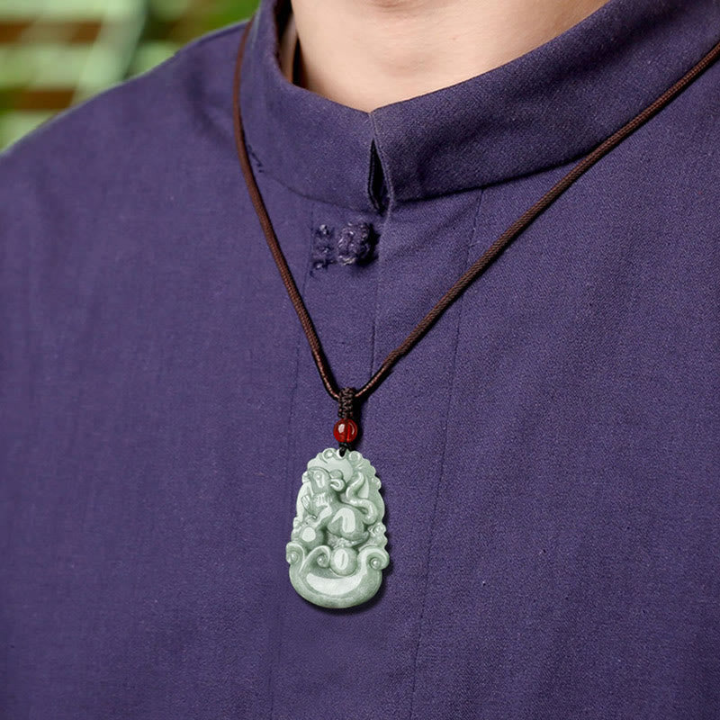 KarmaRipple's Authentic Green Jade 12 Chinese Zodiac Fortune Prosperity Pendant Necklace p19