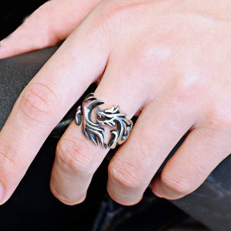 KarmaRipple's Dragon Pattern Protection Strength Adjustable Ring p5