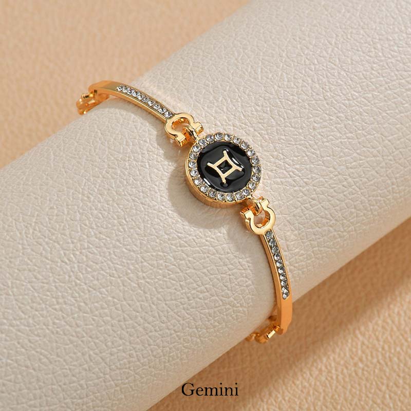 KarmaRipple's 12 Constellations of the Zodiac Rhinestone Chain Adjustable Bracelet ( p20