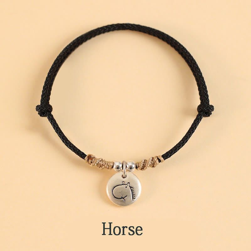 KarmaRipple's Handmade 999 Sterling Silver Year of the Dragon Cute Chinese Zodiac Fortune Woven Bracelet ( p64