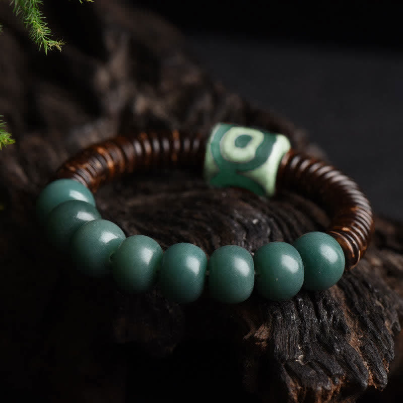KarmaRipple's Tibetan Cyan Bodhi Seed Dzi Bead Coconut Shell Keep Away Evil Spirits Bracelet p5