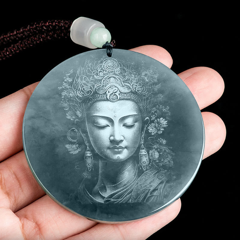 KarmaRipple's Kwan Yin Avalokitesvara Jade Abundance String Pendant Necklace p3