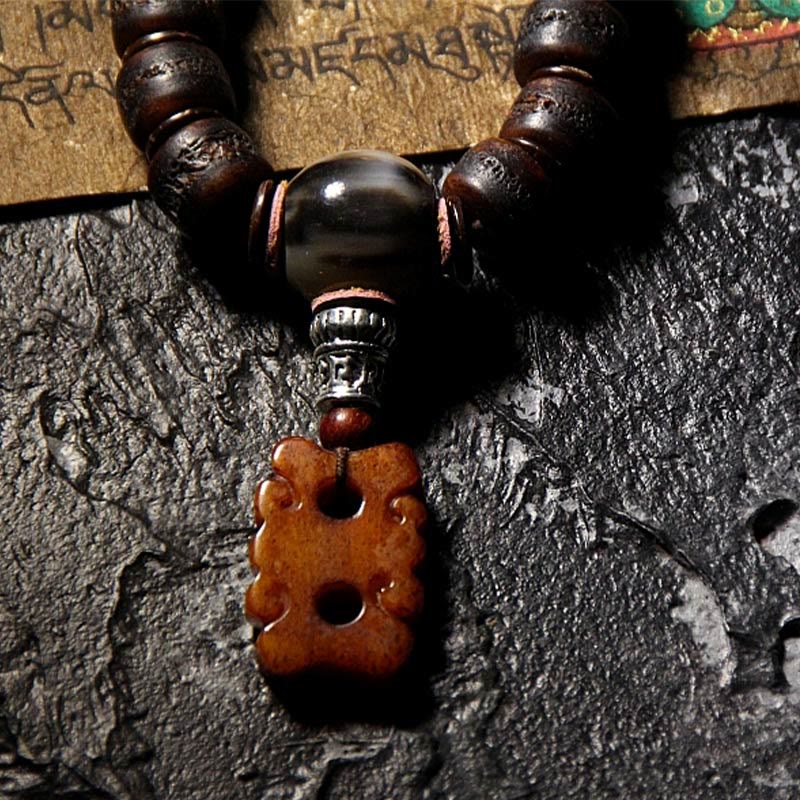 KarmaRipple's Tibetan Yak Bone Dzi Bead Turquoise Keep Away Evil Spirits Bracelet p14