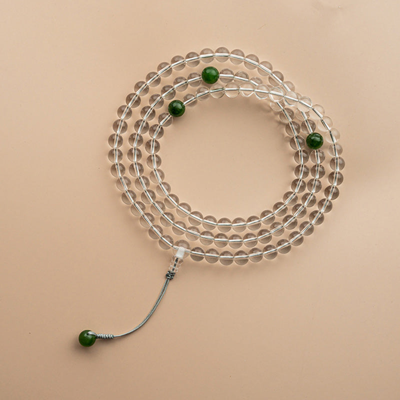 KarmaRipple's 108 Beadwork Ivory Gemstone Jade Meditation Bracelet Mala p18