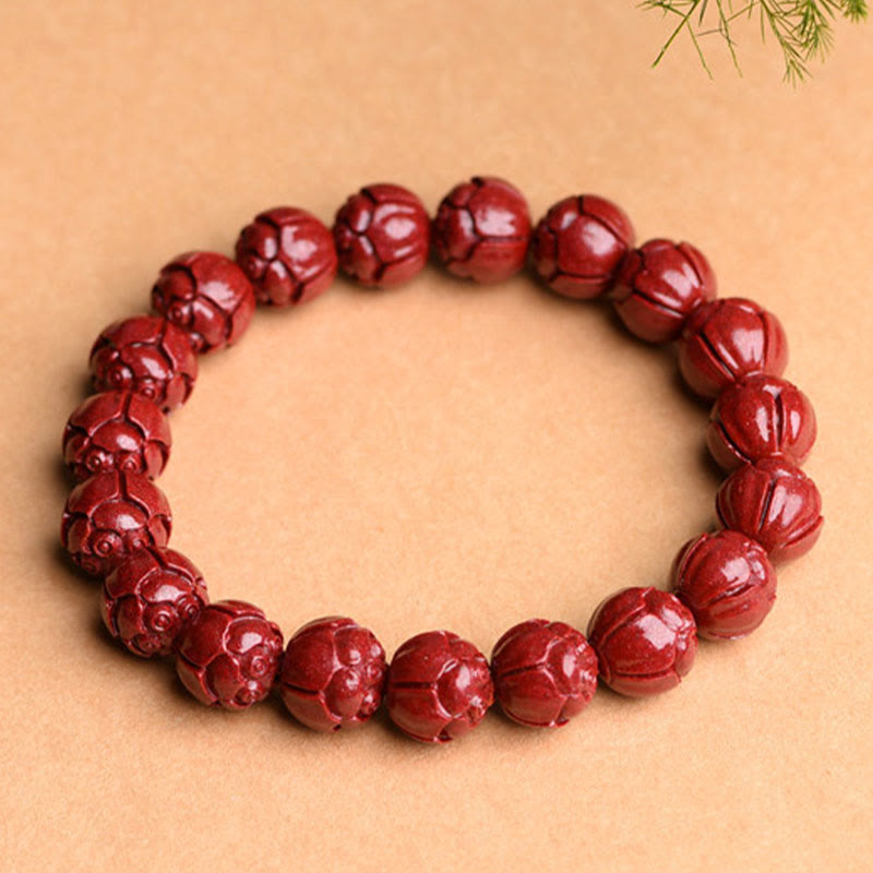 KarmaRipple's Authentic Cinnabar Om Mani Padme Hum Fret Pattern Lotus Blessing Bracelet p8