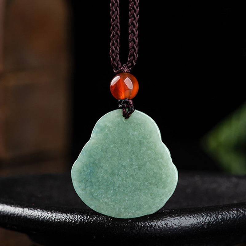 KarmaRipple's Laughing Buddha Cyan Jade Success Pendant String Necklace p8