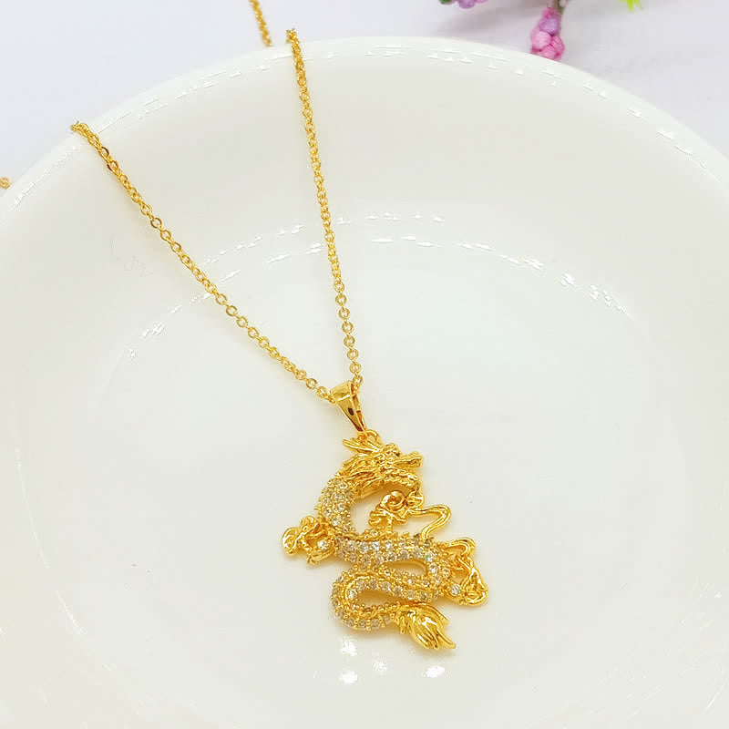 KarmaRipple's Gold Dragon Protection Pendant Necklace p1