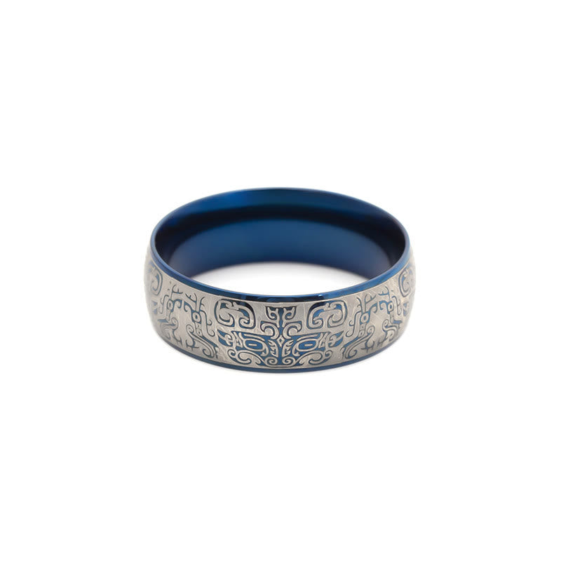KarmaRipple's Fortunate Mythological Creature Taotie Wealth Titanium Steel Ring p7