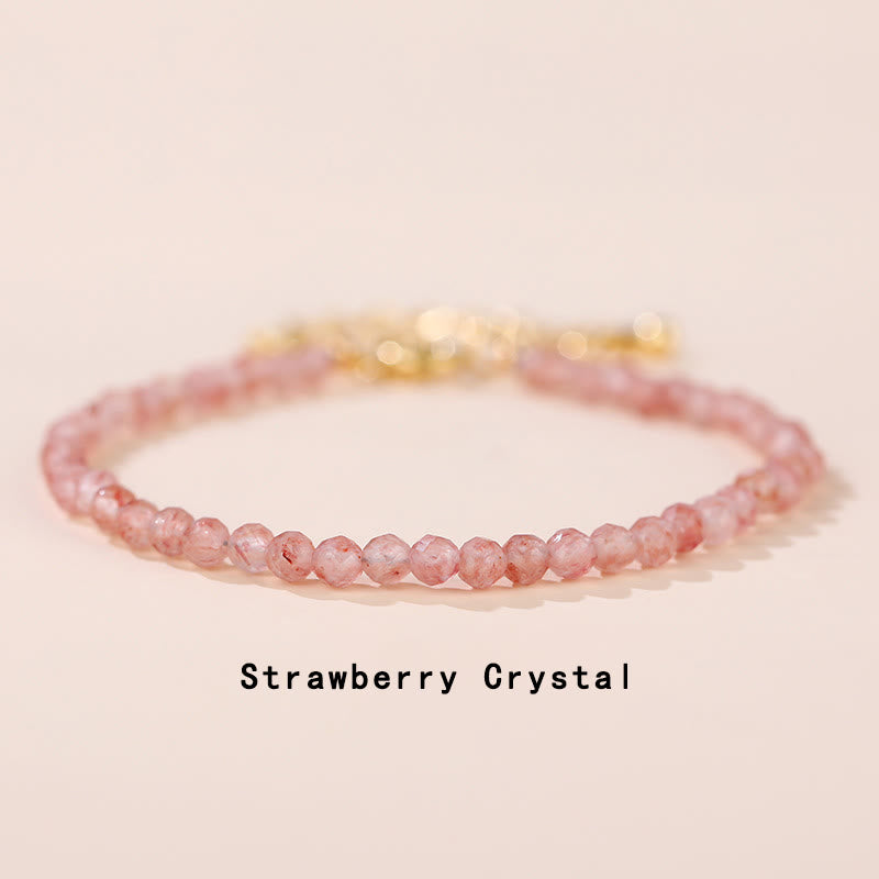 KarmaRipple's Strawberry Quartz Prehnite Peridot Lazurite Pink Gemstone Tourmaline Balancing Chain Bracelet p1