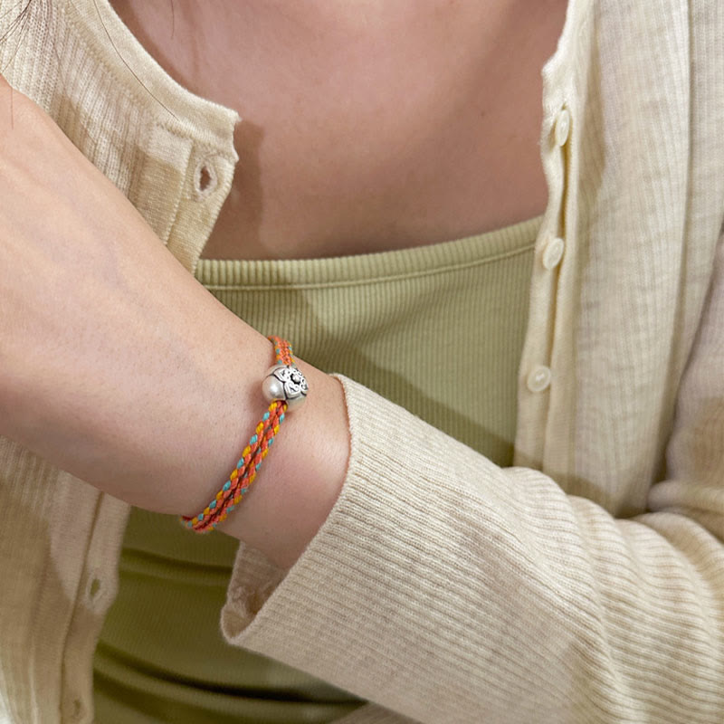 KarmaRipple's 999 Sterling Silver Persimmon Fortune Multicolored Woven Bracelet p13