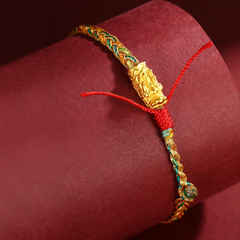 KarmaRipple's Year of the Dragon Handmade Colorful Dragon Carved Success Woven Bracelet p3