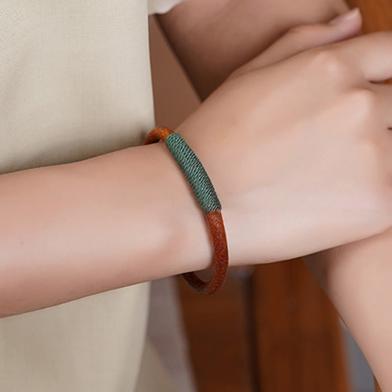 KarmaRipple's Tibetan Leather Handmade Five Elements Fortune Braid String Buckle Bracelet p11