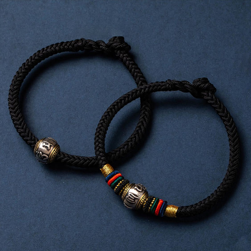 KarmaRipple's 925 Sterling Silver Tibet Handmade Om Mani Padme Hum Fortune Protection King Kong Weave Woven Bracelet p29