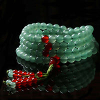 KarmaRipple's 108 Beadwork Green Aventurine Red Agate Fortune Mala Bracelet