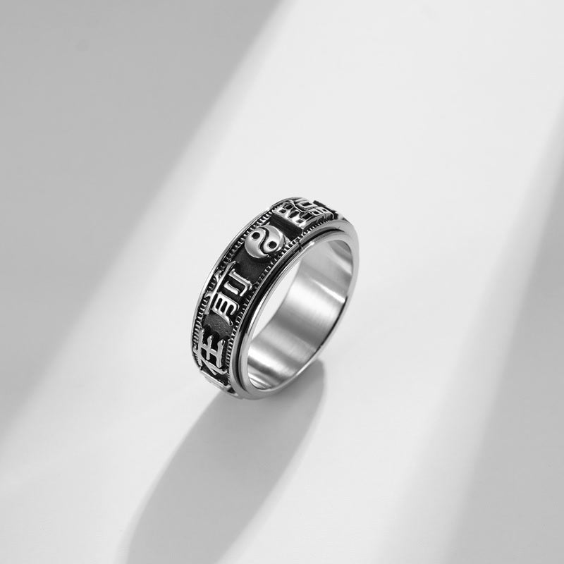 KarmaRipple's Letter Words Balance Calm Titanium Steel Rotatable Ring p4