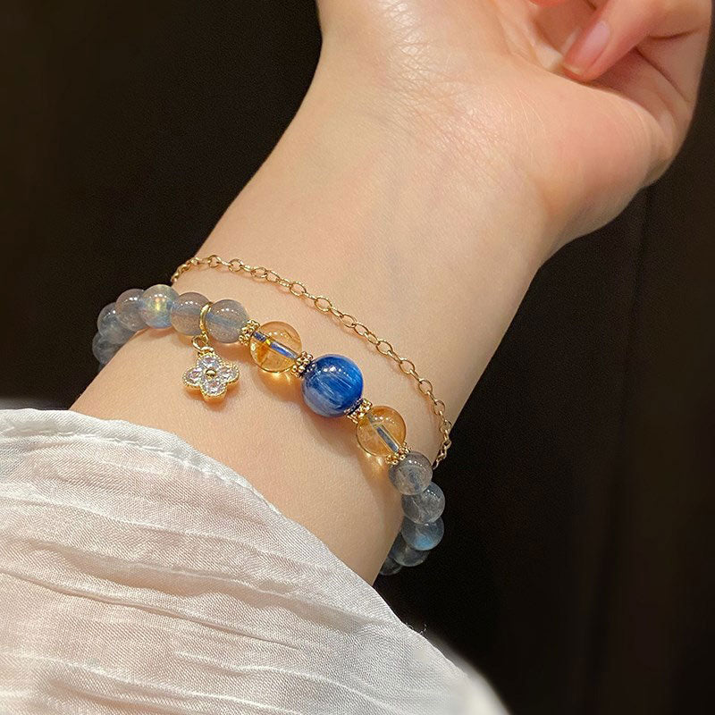 KarmaRipple's Authentic Moonstone Flower Chram Balancing Beadwork Bracelet p2