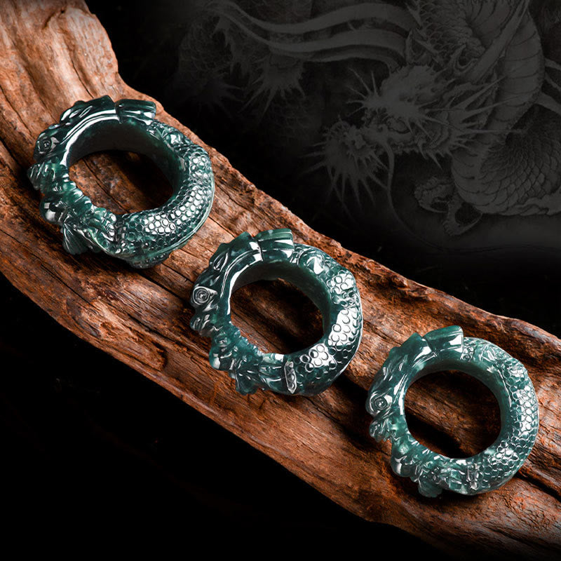 KarmaRipple's Authentic Cyan Jade Dragon Carved Success Ring p7