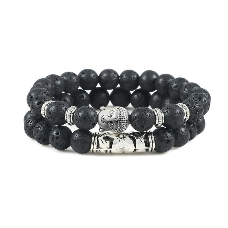 KarmaRipple's 2Pcs Authentic Gemstone Agate Buddha Protection Bracelet p30
