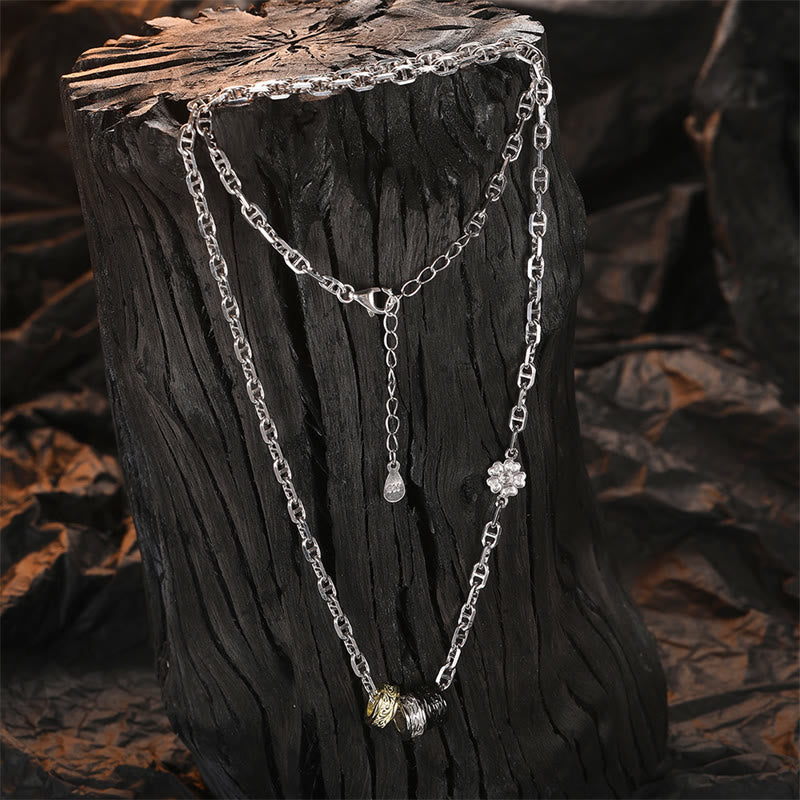 KarmaRipple's 925 Sterling Silver Retro Tang Dynasty Flower Design Fortune Energy Chain Pendant Necklace p7
