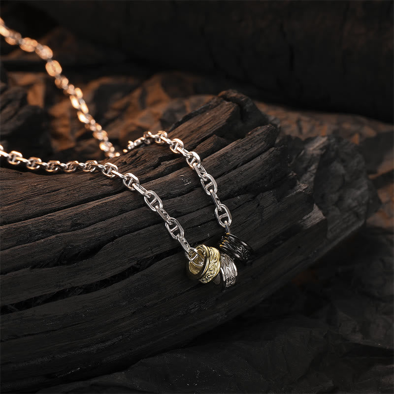 KarmaRipple's 925 Sterling Silver Retro Tang Dynasty Flower Design Fortune Energy Chain Pendant Necklace p8