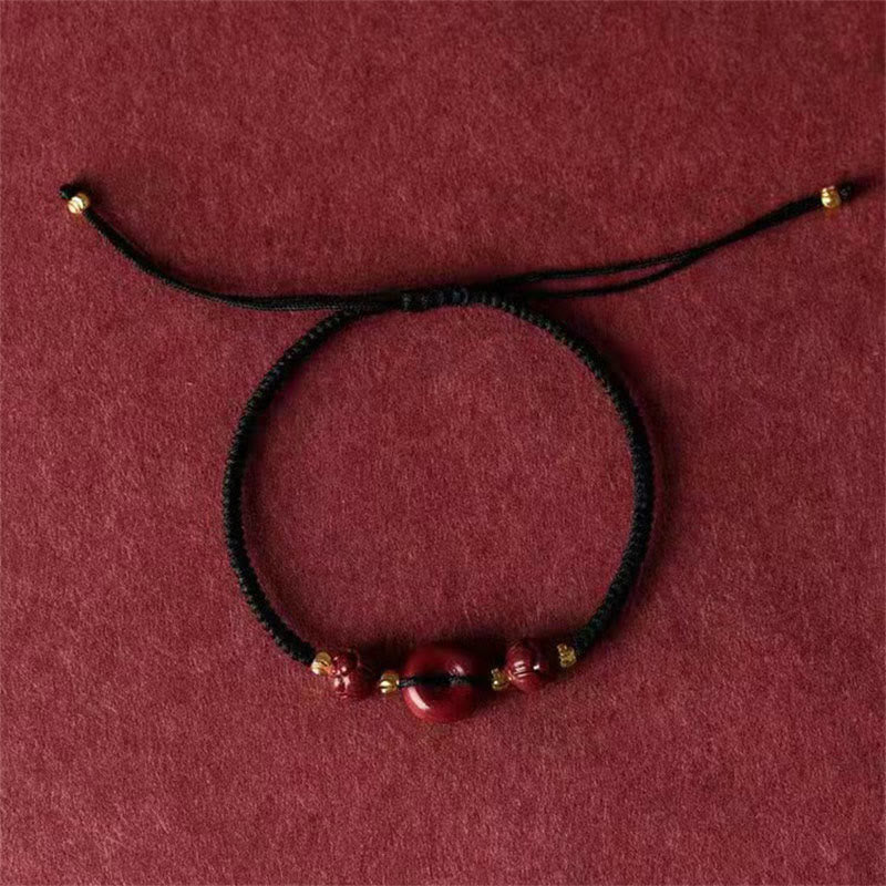 KarmaRipple's Handmade Lotus Cinnabar Peace Buckle Blessing Braid Bracelet p19