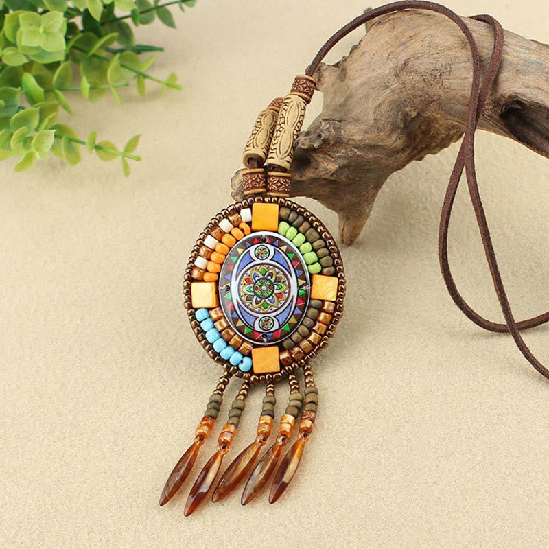KarmaRipple's Mandala Pattern Beadwork Creativity Pendant Necklace p7