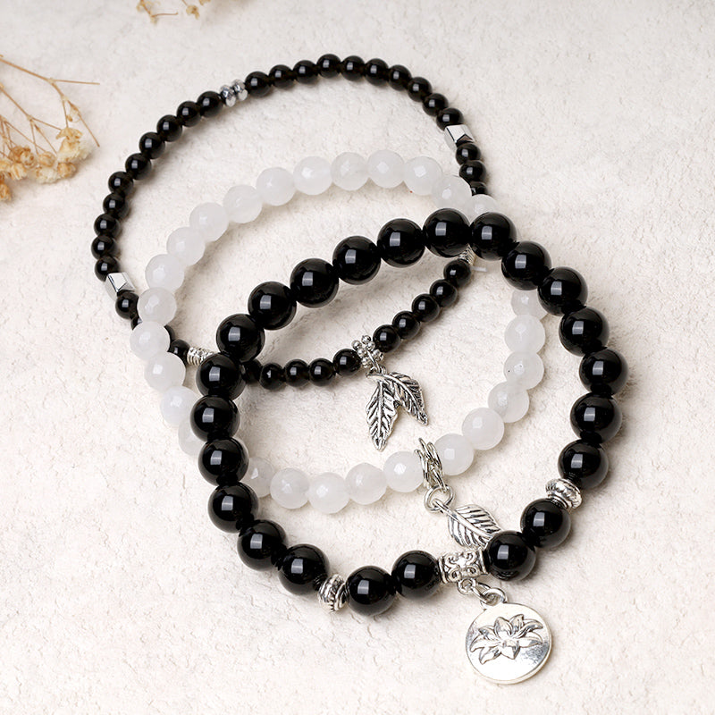 KarmaRipple's 3PCS Authentic Quartz Gemstone Beaded Balancing Energy Lotus Bracelet p14