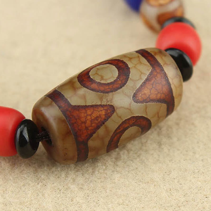 KarmaRipple's Tibetan Nine-Eye Dzi Bead Three-eyed Dzi Bead Protection String Necklaces Necklace p14