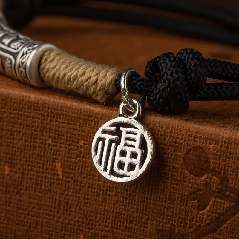 KarmaRipple's 999 Sterling Silver Tibet Handmade Om Mani Padme Hum Fu Character TopRank Character Fortune Woven Bracelet p10