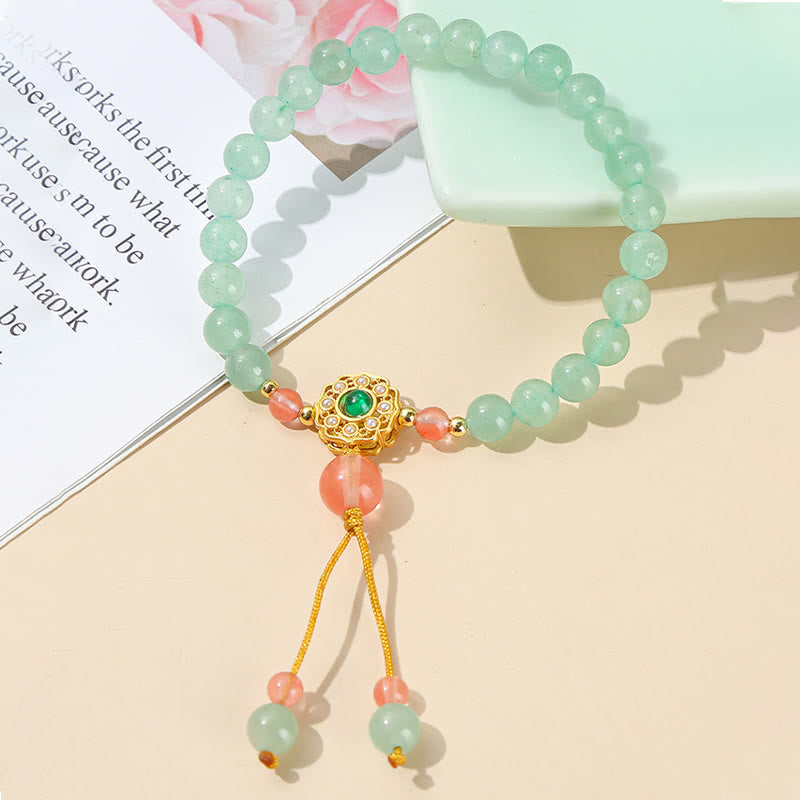 KarmaRipple's Green Aventurine Fortune Bead Tassel Bracelet p7