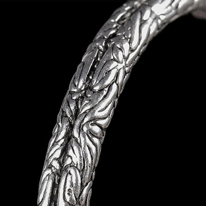 KarmaRipple's Flower Dragon Pattern Engraved Balance Cuff Bracelet Bangle p5