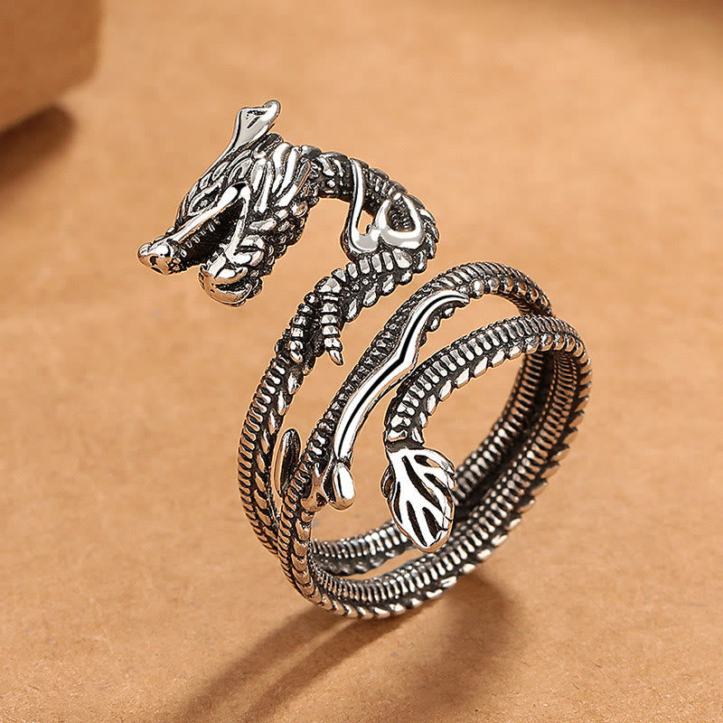 KarmaRipple's Vintage Dragon Pattern Bronze Strength Ring p10