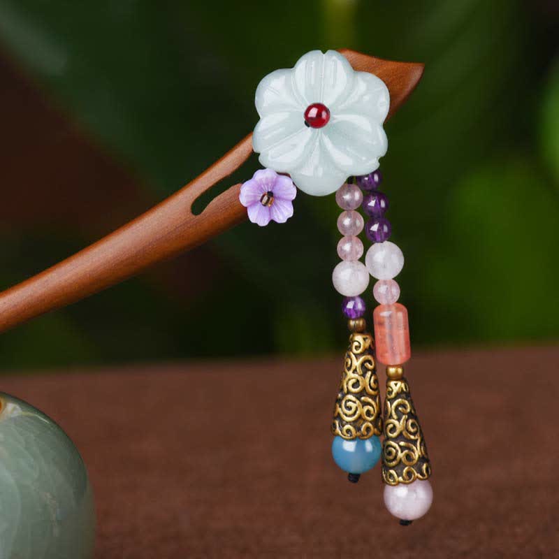 KarmaRipple's Red Sandalwood Amethyst Aventurine Protection Hairpin Decoration p6