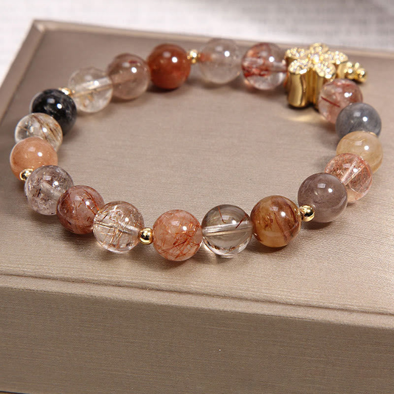 KarmaRipple's Multicolored Rutilated Quartz Citrine Wealth Protection Flower Bracelet p3