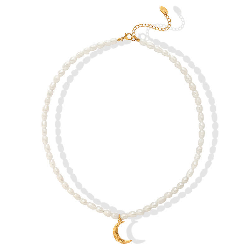KarmaRipple's Pearl Crescent Moon Calm Pendant Necklace p10