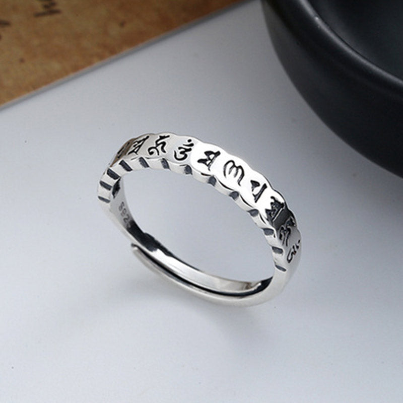 KarmaRipple's 925 Sterling Silver Six True Words Calm Wisdom Ring p2