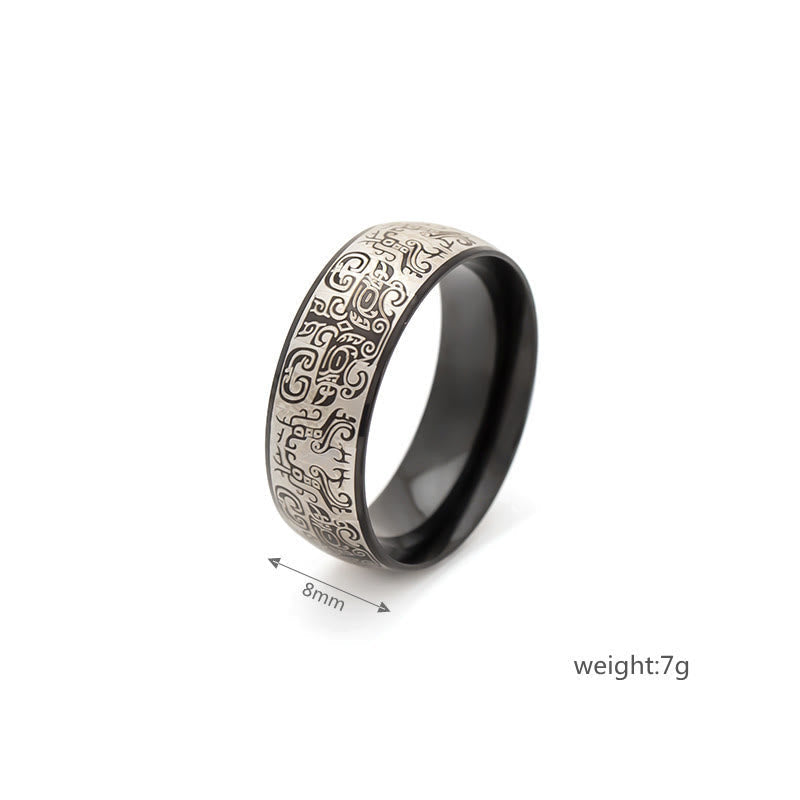 KarmaRipple's Fortunate Mythological Creature Taotie Wealth Titanium Steel Ring p10