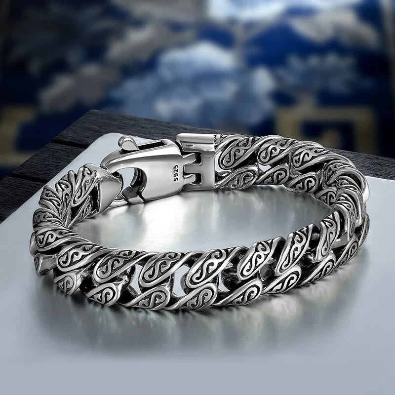 KarmaRipple's Vintage Tang Dynasty Flower Design Carved Fortune Bracelet p2
