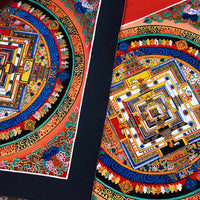Boîte aveugle de peinture mandala Thangka tibétaine faite à la main de KarmaRipple, motif de couleur aléatoire