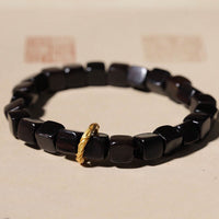 KarmaRipple's Tibetan Ebony Wood Square Beadwork Peace Calm Bracelet