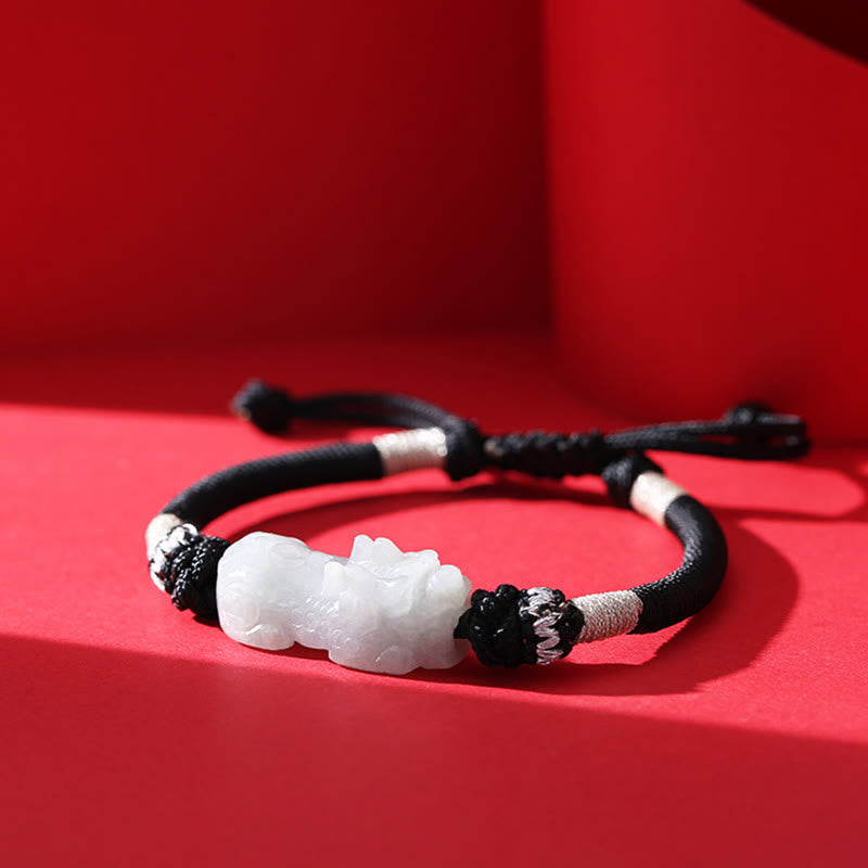 KarmaRipple's Handmade Authentic Jade PiXiu Fortune Prosperity Woven String Bracelet p5
